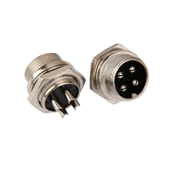 2 Sets 4-Pin 16mm Aviation Plug Male+Female Metal Panel Installation