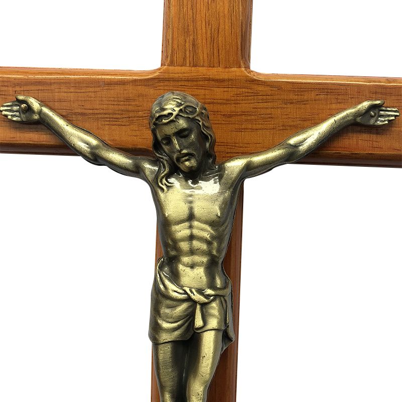 Large Wood Standing Crucifix Metal Wooden Catholic Table