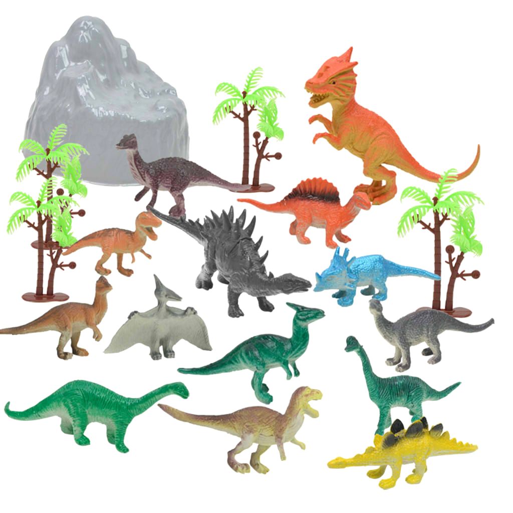 19Pcs  Simulation Dinosaurs Tree Rockery Animal Model