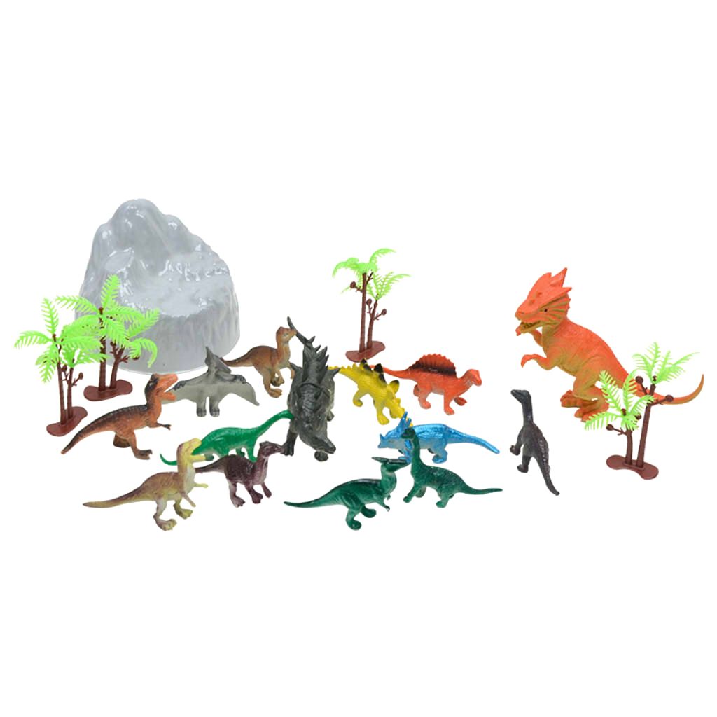 19Pcs  Simulation Dinosaurs Tree Rockery Animal Model