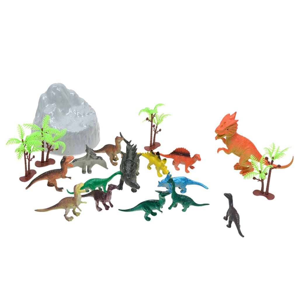 19Pcs  Simulation Dinosaurs Tree Rockery Animal Model