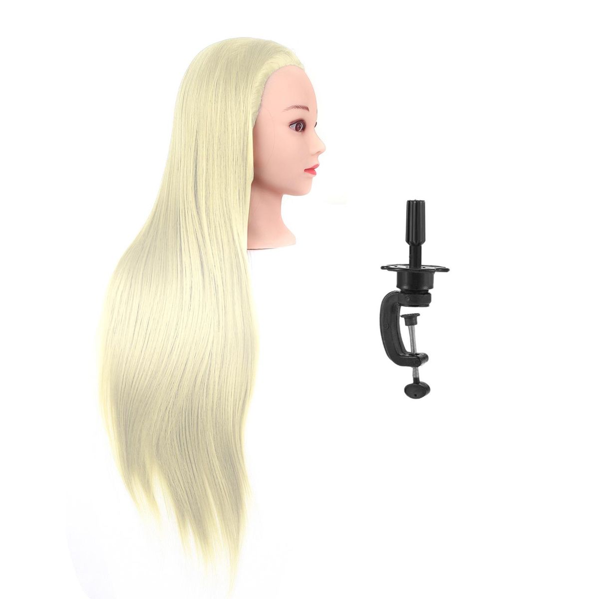 Mannequin Head with Clamp Holder for Braiding Hair 24'' Manikin Head Hairdresser Training Practice Head Cosmetology Dummy Head