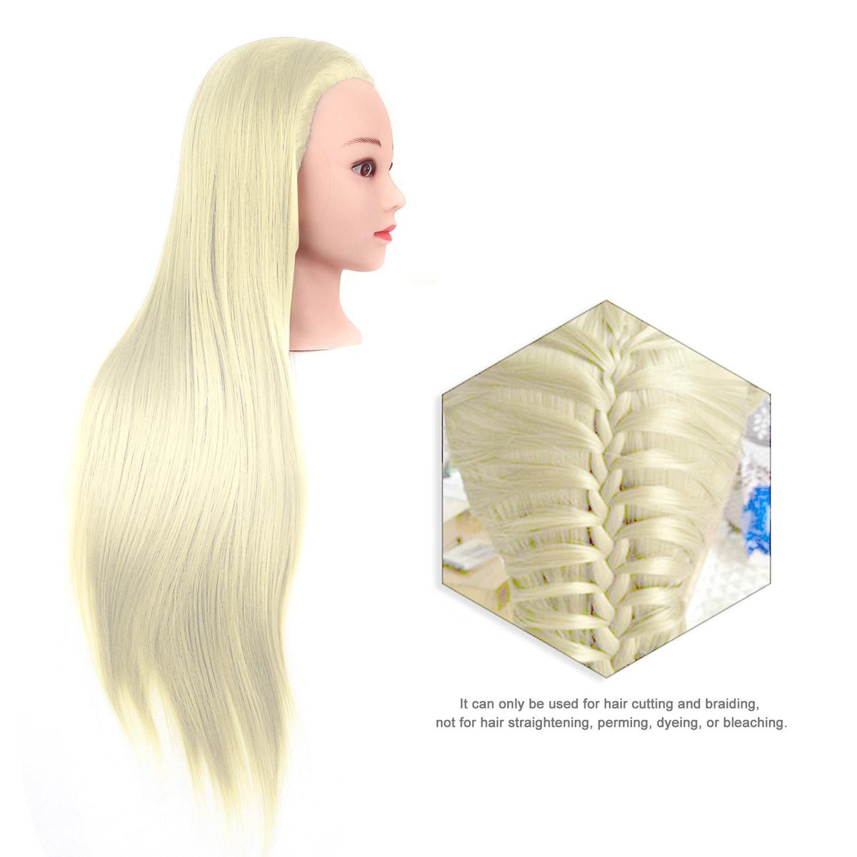 Mannequin Head with Clamp Holder for Braiding Hair 24'' Manikin Head Hairdresser Training Practice Head Cosmetology Dummy Head