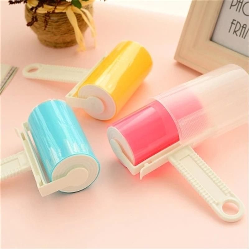 Medium-sized washable roller sticky hair sticky portable sticky clothes hair duster carpet sheets absorb hair sticky blue with cover