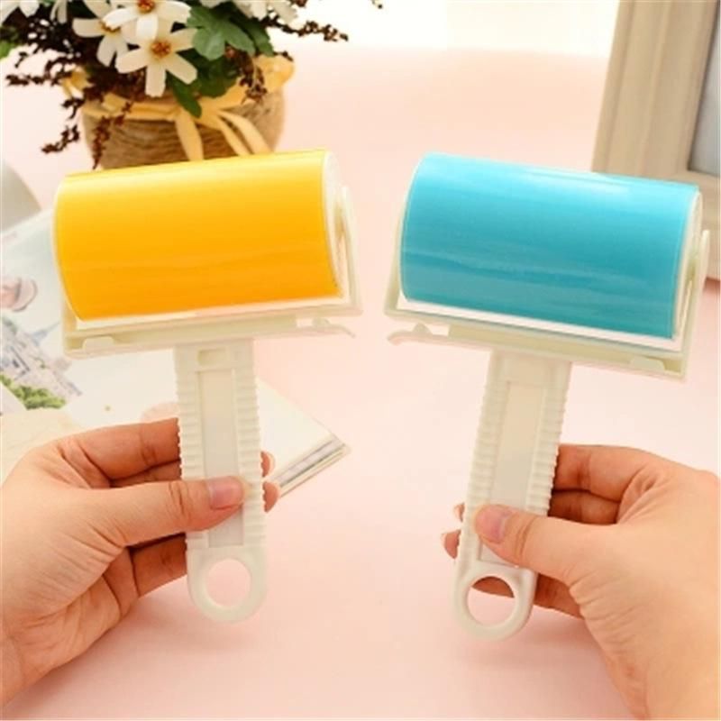 Medium-sized washable roller sticky hair sticky portable sticky clothes hair duster carpet sheets absorb hair sticky blue with cover