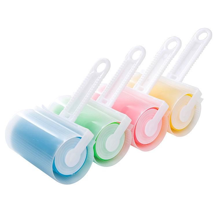 Medium-sized washable roller sticky hair sticky portable sticky clothes hair duster carpet sheets absorb hair sticky blue with cover