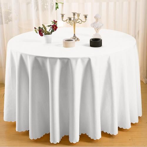 1pcs Round TableCloth White For Wedding Events Banquet Hotel Polyester Plain Table Cover Dining Decoration