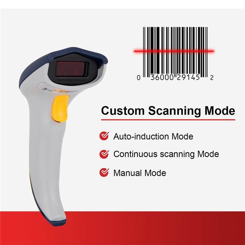 Portable 1D Barcode Scanner Automatic Bar Handheld USB Charging Reader Laser Wired Scan POS DC3.5-5.5V White For Supermarket