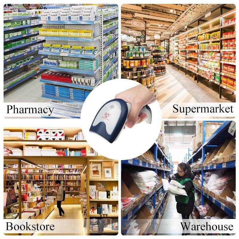 Portable 1D Barcode Scanner Automatic Bar Handheld USB Charging Reader Laser Wired Scan POS DC3.5-5.5V White For Supermarket