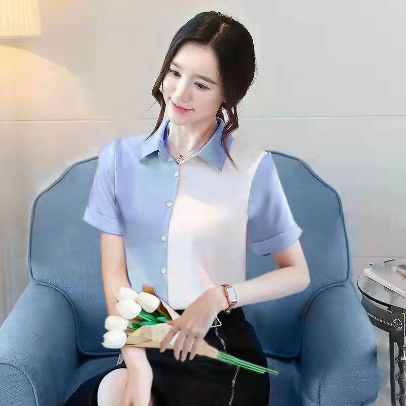 Shirt Women's Long-Sleeved Design Sense Niche Top Women's Contrast Color Loose Shirt High-End Chiffon Shirt Women's Top