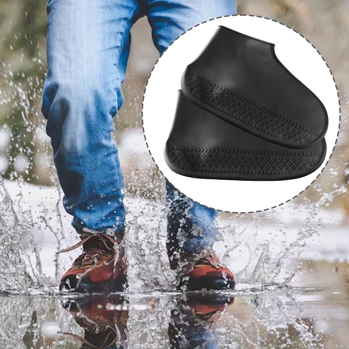 Waterproof Silicone Shoe Covers For Rain Travel Black S