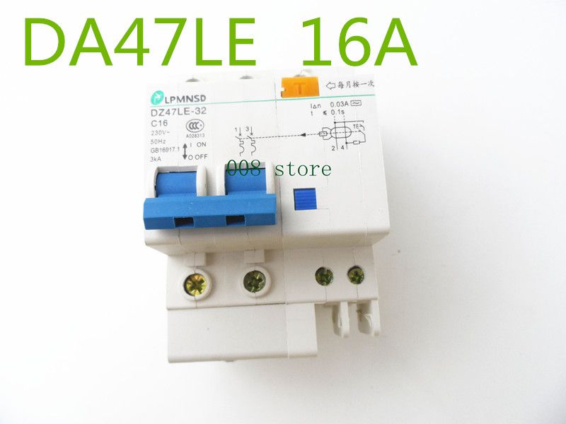 DZ47LE 2P 16A 230V~ 50HZ 60HZ Residual Current Circuit
