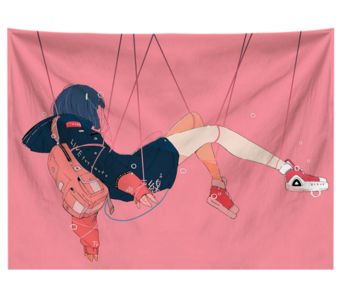 150x130CM School Girl Tapestry Wall Fabric Kawaii Room Decor Anime Wall Carpet Blanket Wall Hanging Coverings Cool Dormitory Bedroom Decor
