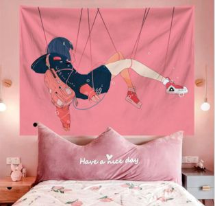 150x130CM School Girl Tapestry Wall Fabric Kawaii Room Decor Anime Wall Carpet Blanket Wall Hanging Coverings Cool Dormitory Bedroom Decor