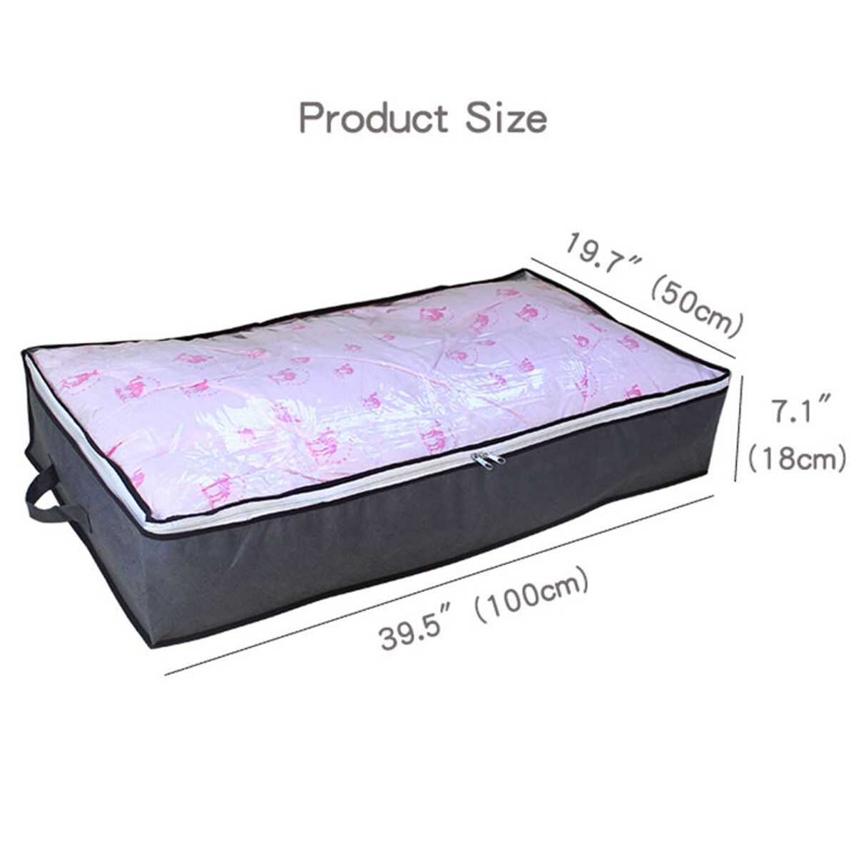 Foldable Non-Woven Fabric Under Bed Storage Bag Containers Clothes Box Zipper Closure Underbed Organizer Home Saving White