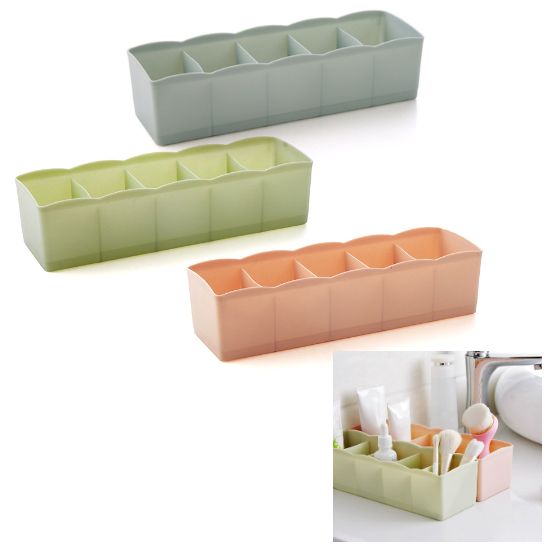 Multi-grids Cosmetics Underwear Socks Holder Storage-Pink