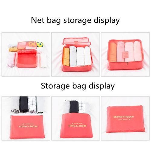 6Pcs/set Travel Storage Bags Overnight Weekend Clothes Toiletries Shoe Organize Pouch Luggage Suitcase Organizing Tool Household