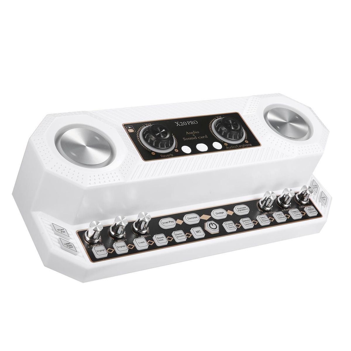 Sound Card & Audio Equipment & Wireless Microphone Set Multifunctional Rechargeable BT Sound Card Electric Sound Broadcast Equipment with Colorful Light Effect for Singing/Live Broadcasting/ Recording Voice and Music Compatib