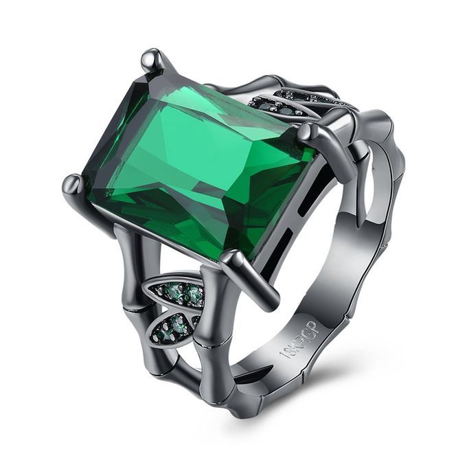 LKN18KRGPR1018 Women Fashion Reative Ring Wedding Bands For Anniversary-bla K & Green-LKN18KRGPR1018-A-9 9