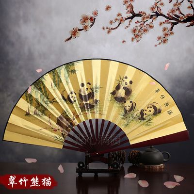 Traditional Bamboo Inches Fan Folding Silk Chinese Favor Long 10.6 Small Fan Man Wedding Hand Fabric Portable Fan