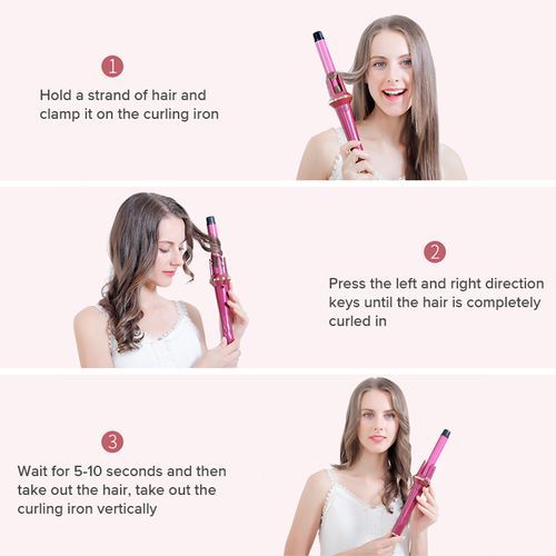 360 Automatic Spin Curling Iron Wand 3 Level Temp Ceramic Heating Women Shiny Salon Styling Tools