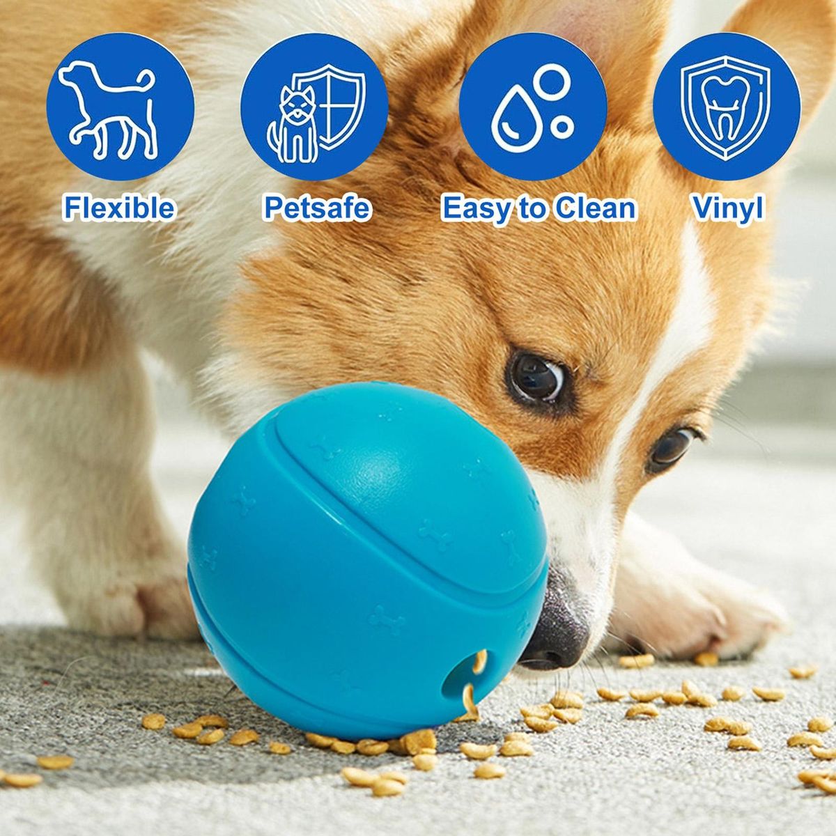 Playful Nature Release Dog Toy Pet Food Leakage Ball Relieve for Gum Blue