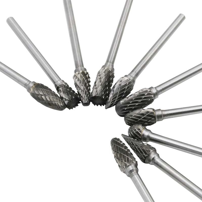 10pcs/set 3*6MM Double Text Head Tungsten Carbide Rotary Tool Point Burr Die Grinder Abrasive Tools Drill Milling Carving Bit