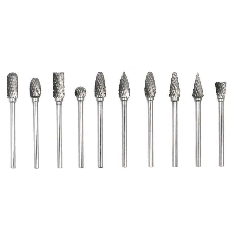 10pcs/set 3*6MM Double Text Head Tungsten Carbide Rotary Tool Point Burr Die Grinder Abrasive Tools Drill Milling Carving Bit