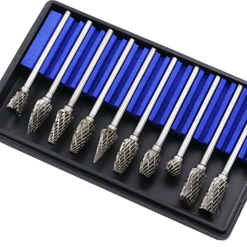 10pcs/set 3*6MM Double Text Head Tungsten Carbide Rotary Tool Point Burr Die Grinder Abrasive Tools Drill Milling Carving Bit