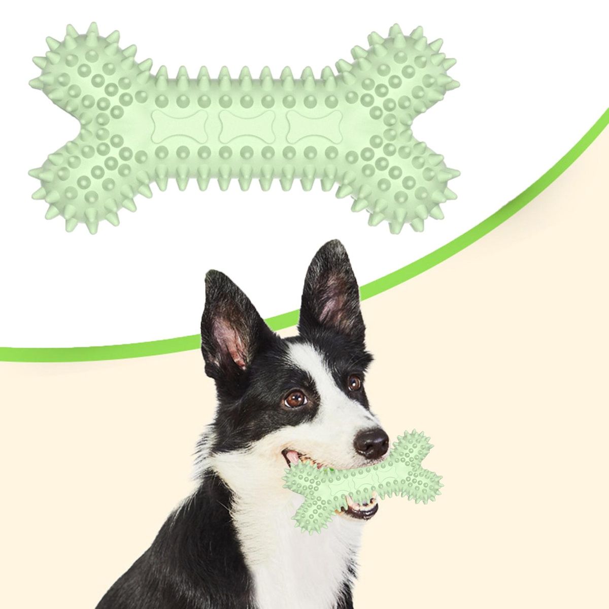 Pet Molar Stick Groove Design Bite Resistant Toy for Teeth Gum Massage Green
