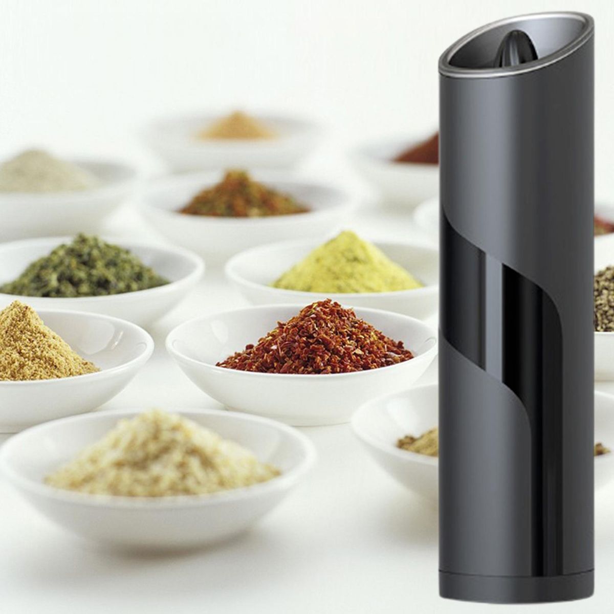 Pepper Grinder with Led Light Ergonomic Pepper Grinder Black