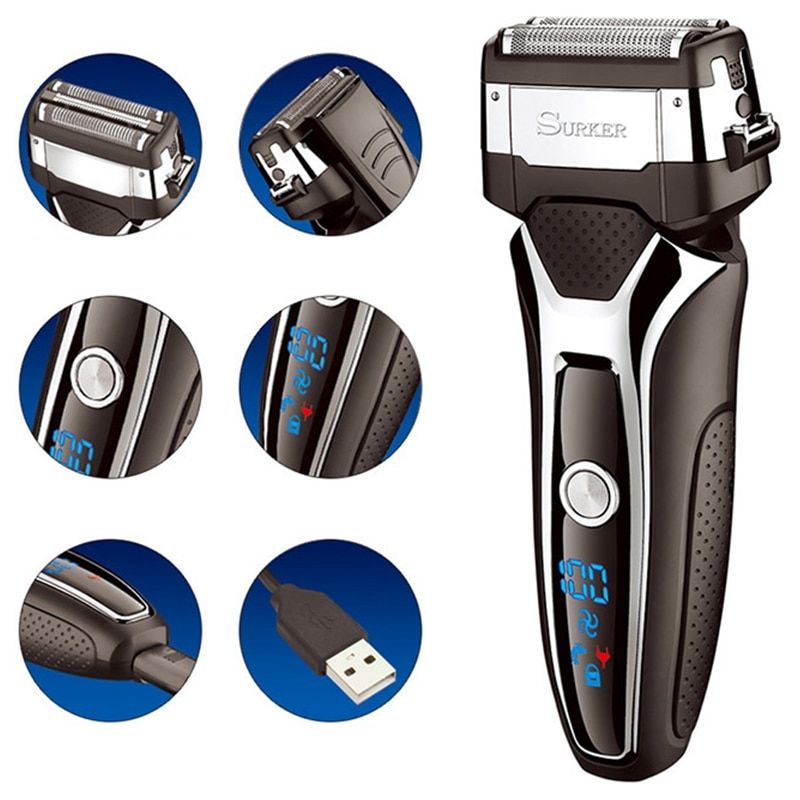 Lcd Digital Display 3D Floating Blade Electric Shaver