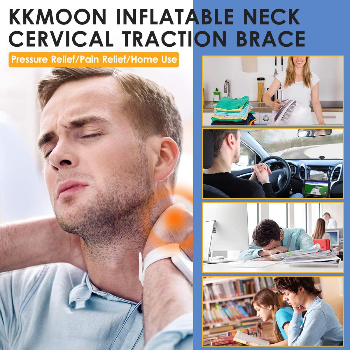 KKmoon Inflatable Medical Neck Cervical Traction Device Relief Neck and Upper Back Pain Portable Home Use Cervical Vertebra Tractor