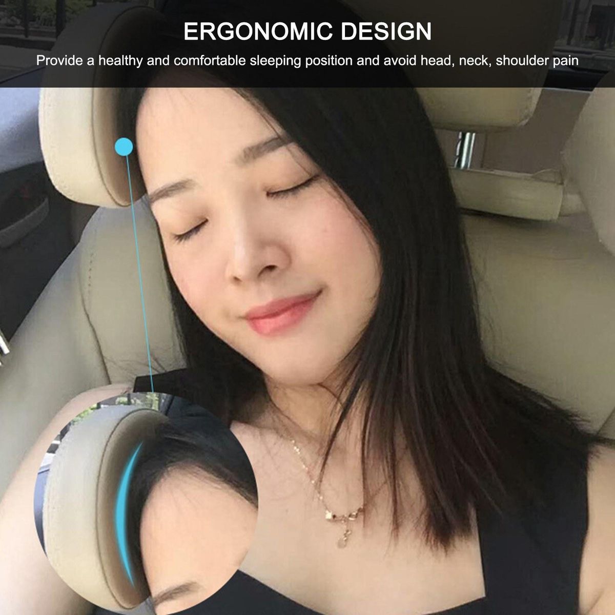 Universal Car Seat Headrest Pillow, Sleeping Headrest Memory Foam Neck Pillow Adjustable U-shaped Pillow (Brown)