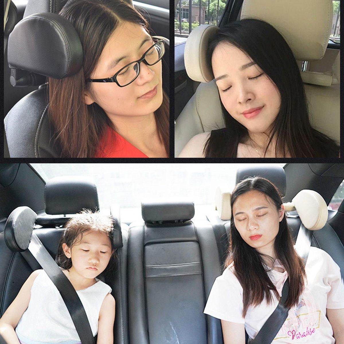 Universal Car Seat Headrest Pillow, Sleeping Headrest Memory Foam Neck Pillow Adjustable U-shaped Pillow (Brown)