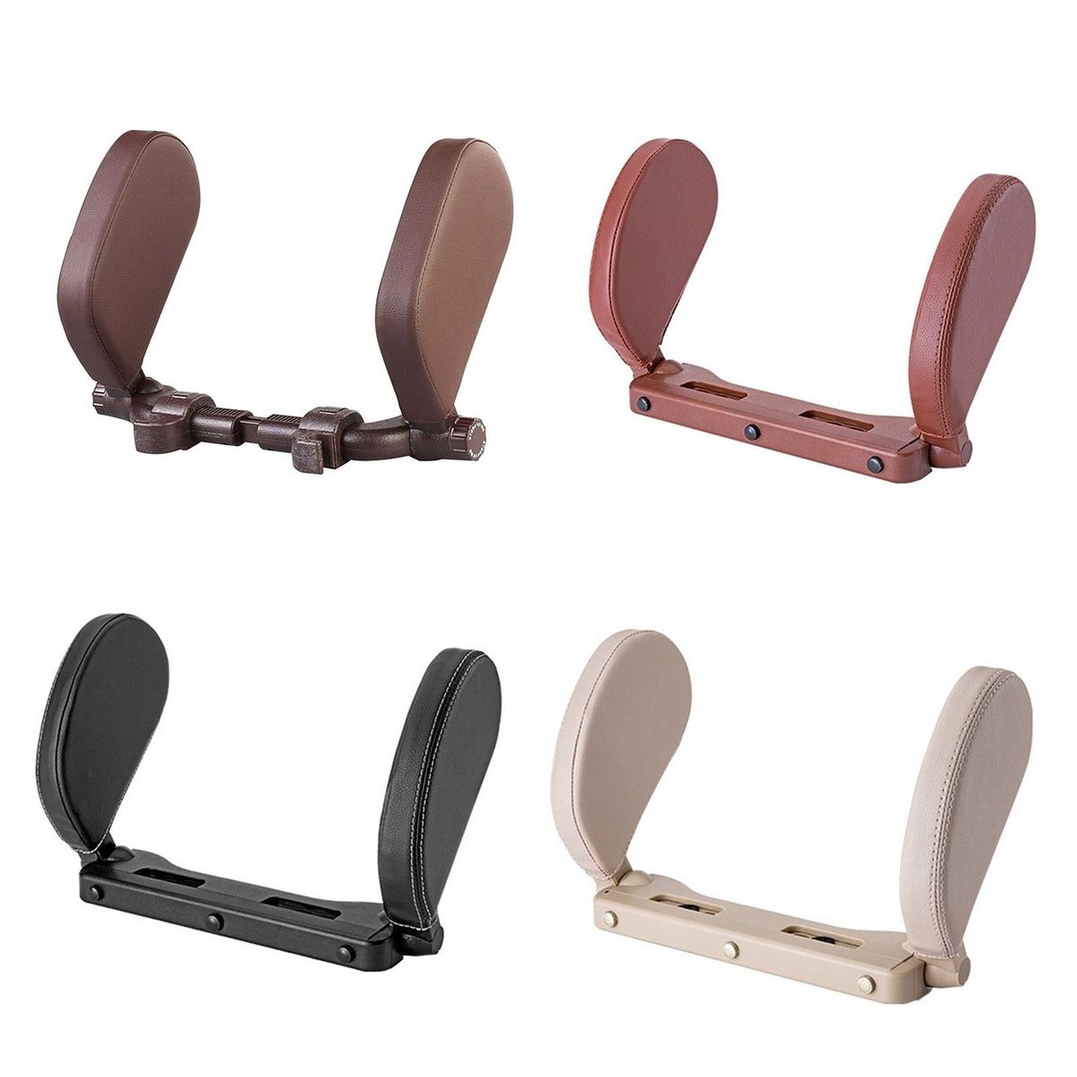 Universal Car Seat Headrest Pillow, Sleeping Headrest Memory Foam Neck Pillow Adjustable U-shaped Pillow (Brown)