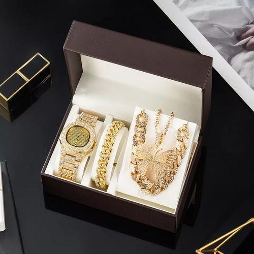 1/5/25/50Pcs Leather Watch Set Box Necklace Bracelet Earring Jewelry Sets Watch Gift Box