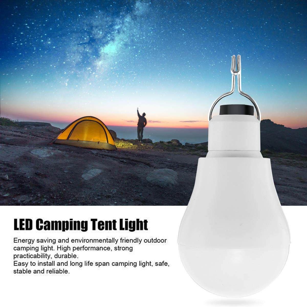 5W Solar Panel LED Light USB Powered Bulb Indoor Outdoor Camping Emergency Lamp