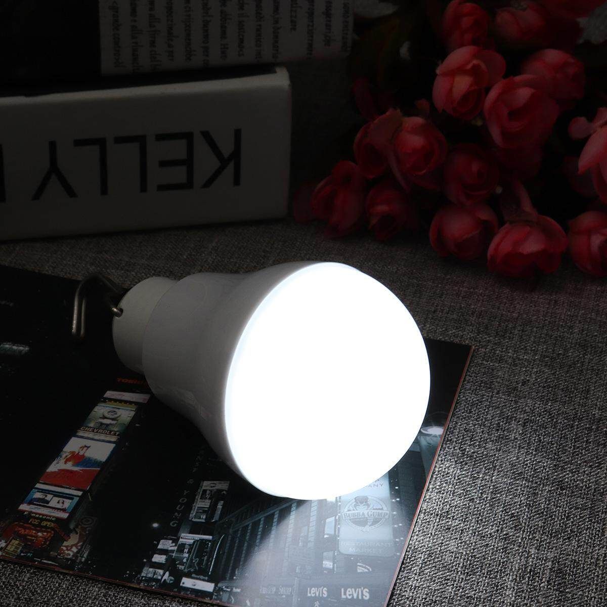 5W Solar Panel LED Light USB Powered Bulb Indoor Outdoor Camping Emergency Lamp