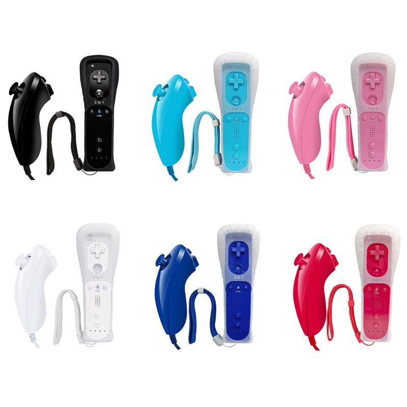 Wii handle wii left and right handle built-in accelerator 2 in 1 left and right handle factory direct sales advantage shipping light blue