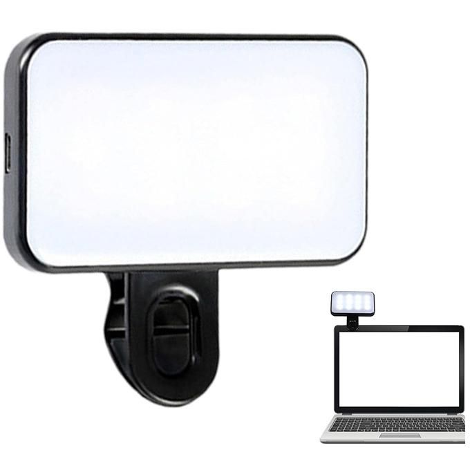 Led Rechargeable Fill Light Adjustable, For Cell Phone Camera Vlog Conference With Clip