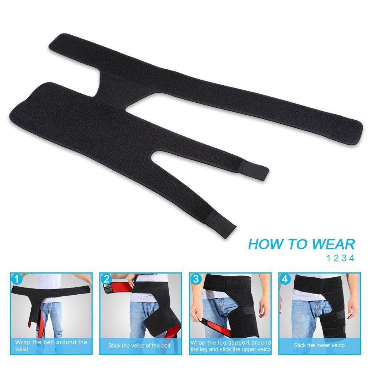 Thigh Compression Brace Wrap Black Sprains Therapy Groin Leg Pain Hip