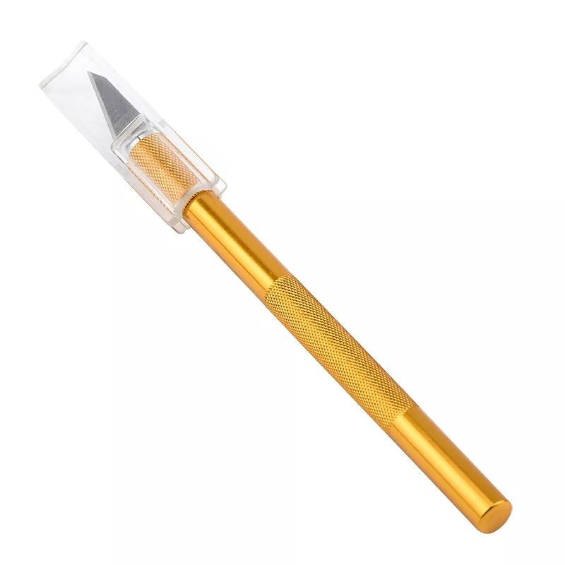 Non-slip Metal Scalpel Tool Set Tool Carving Craft Knife + 6 Blade- Gold