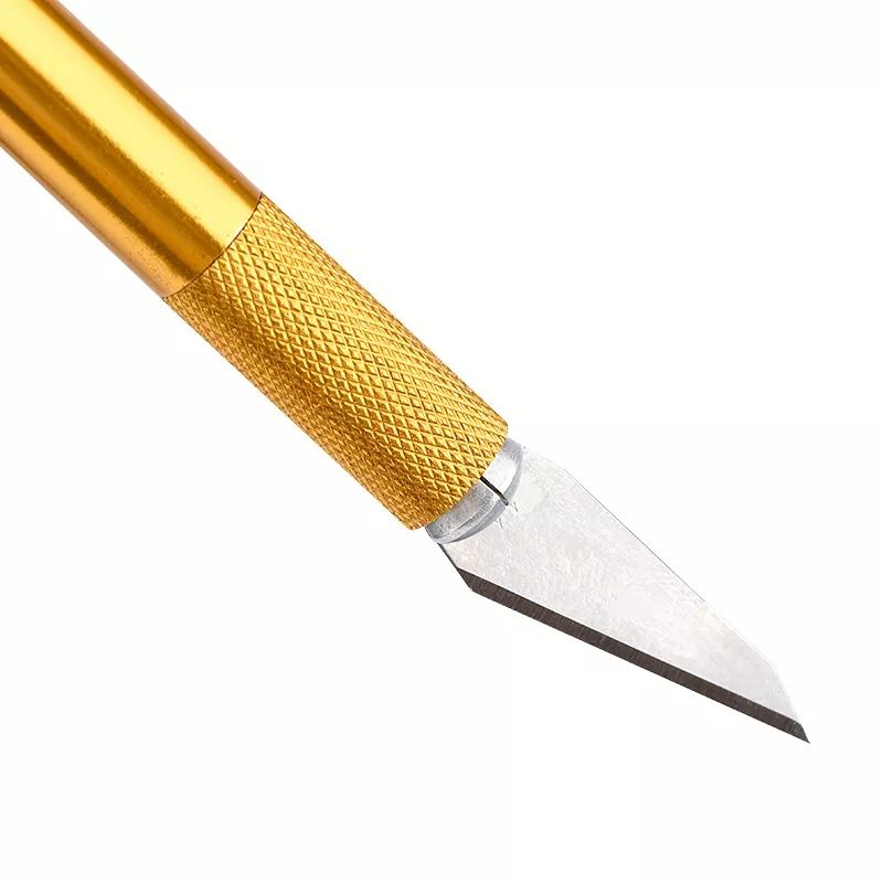 Non-slip Metal Scalpel Tool Set Tool Carving Craft Knife + 6 Blade- Gold