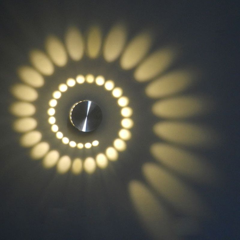 3W Modern Interior Creative Spiral Round Wall Lamp For Club, KTV, Corridor, Aisle, Background Wall Decoration Lamp Wall Mounted(Warm White Light)