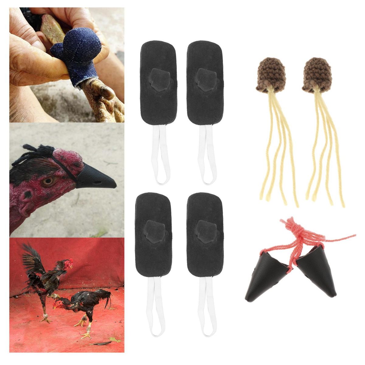2 Set Cock Fighting Foot Cover W/ Mouth Cover Protect Chicken Mitt