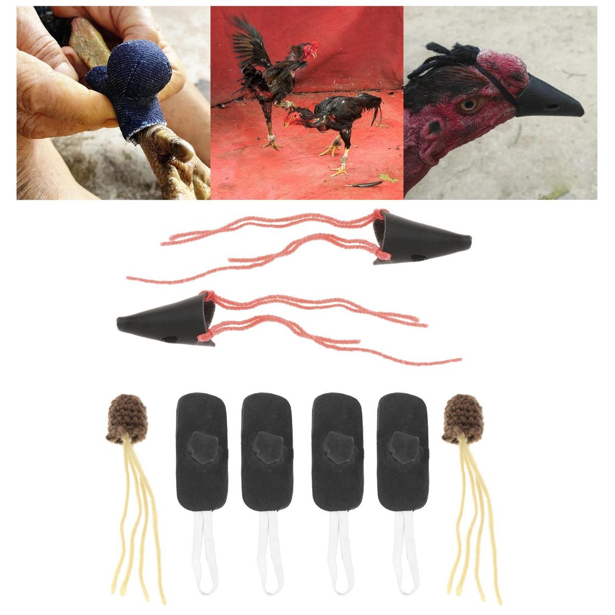 2 Set Cock Fighting Foot Cover W/ Mouth Cover Protect Chicken Mitt