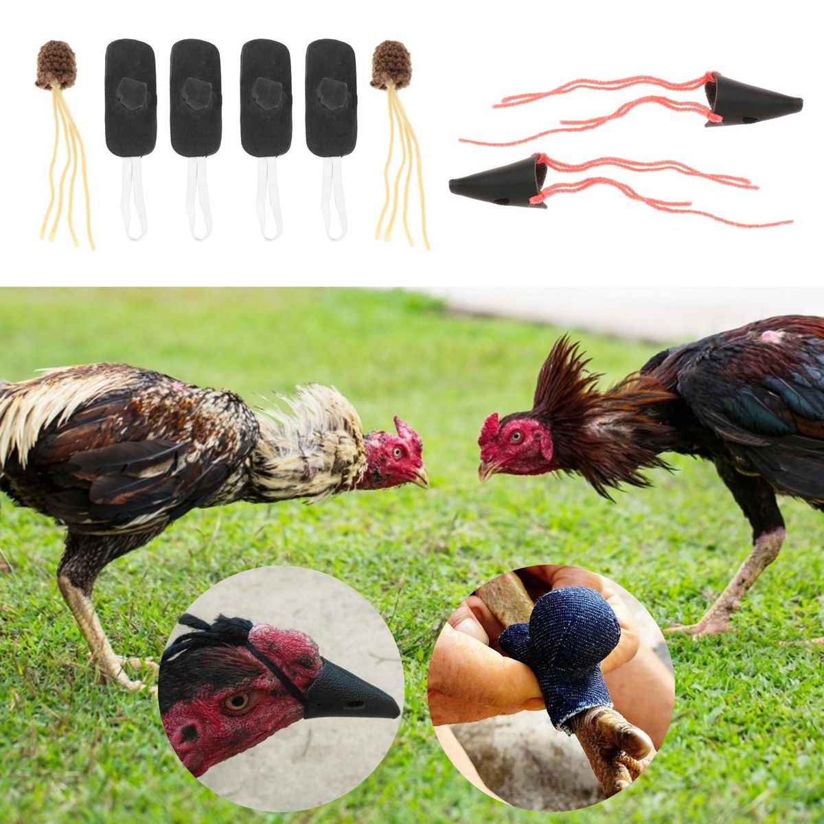 2 Set Cock Fighting Foot Cover W/ Mouth Cover Protect Chicken Mitt