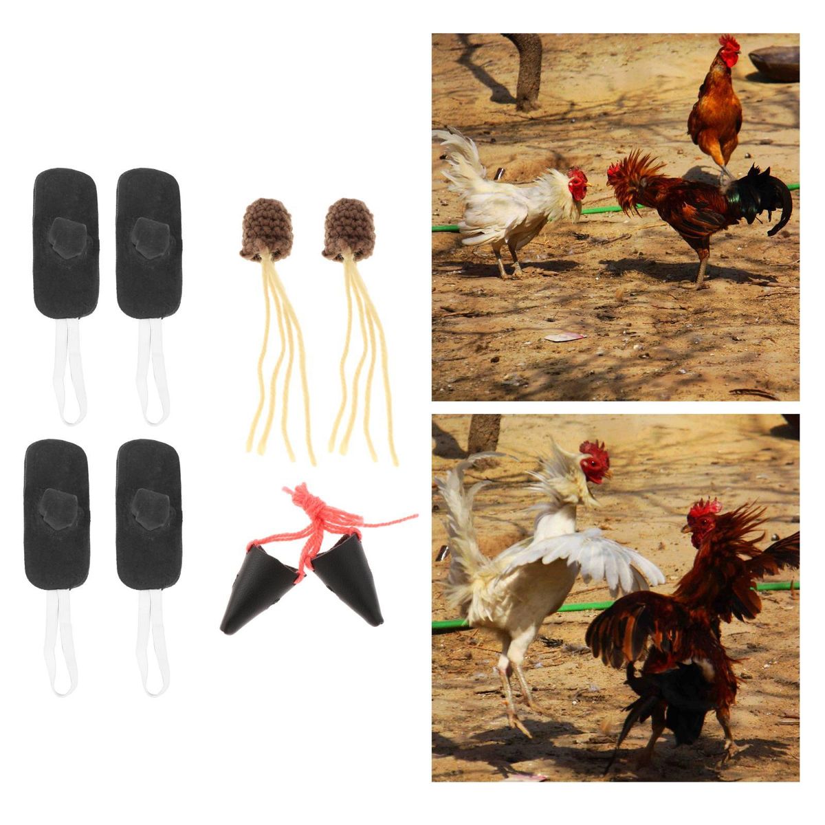 2 Set Cock Fighting Foot Cover W/ Mouth Cover Protect Chicken Mitt