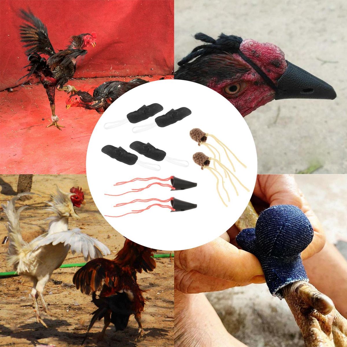 2 Set Cock Fighting Foot Cover W/ Mouth Cover Protect Chicken Mitt